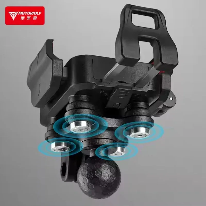 MOTOWOLF Motorcycle Riding Shock-Absorbing Phone Holder Type-c Charger Adjustable Anti-Theft Quick Release Navigation Bracket image 6