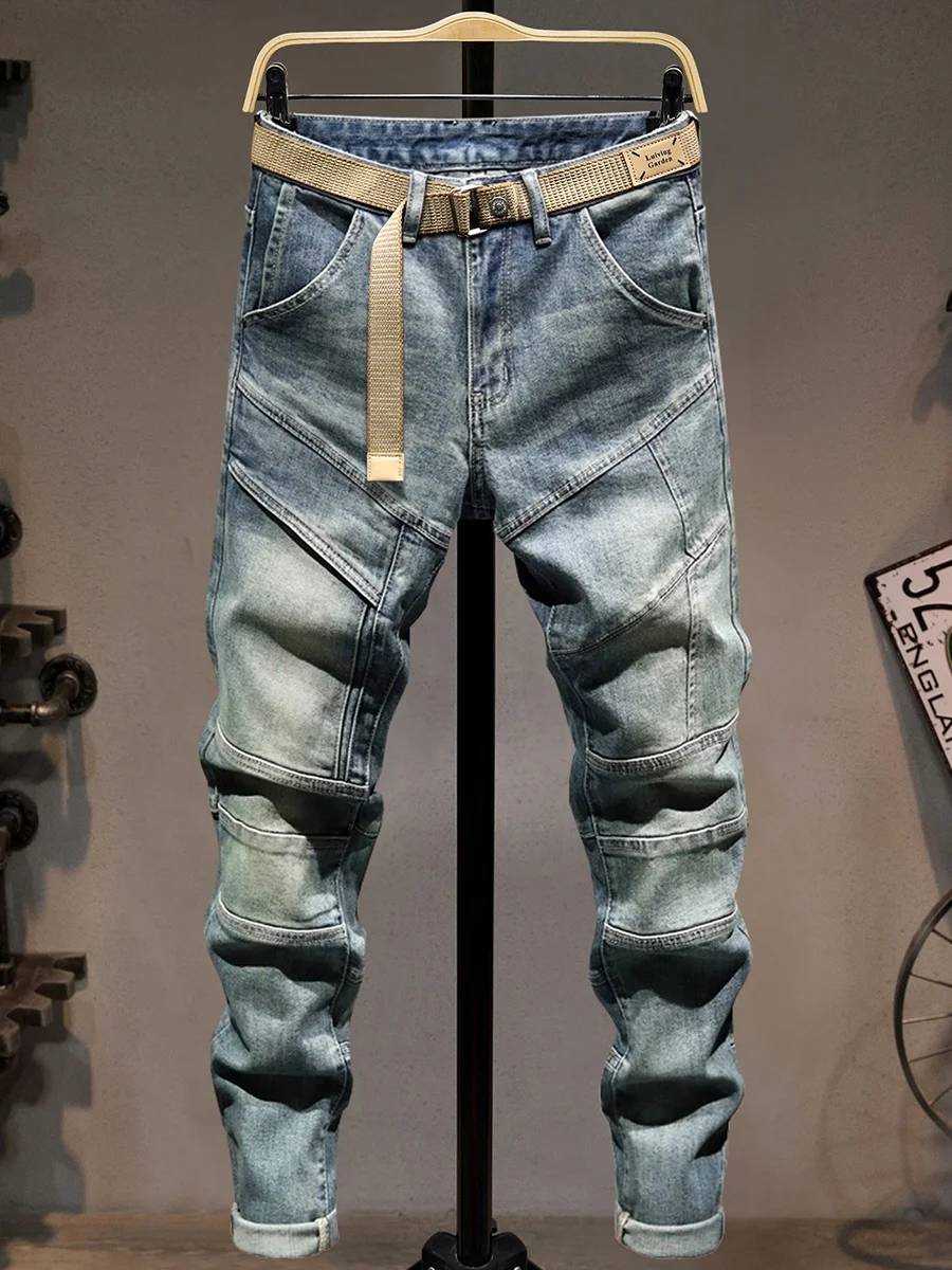 

Мужские джинсы American High Street: эластичные, облегающие, зауженные к низу, весна-осень, ретро-стиль, модные длинные брюки