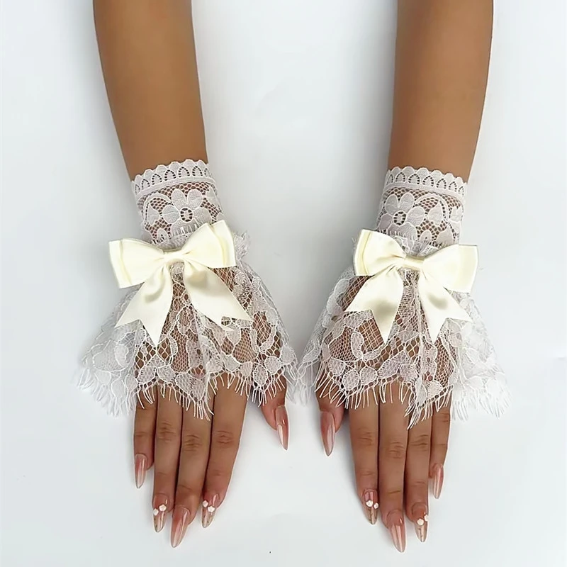 

Mold For Nail Display Elastic Mesh Wrist Cuffs Girls Lolita Detachable Eyelash False Sleeves DIY Nail Art Manicure Tools