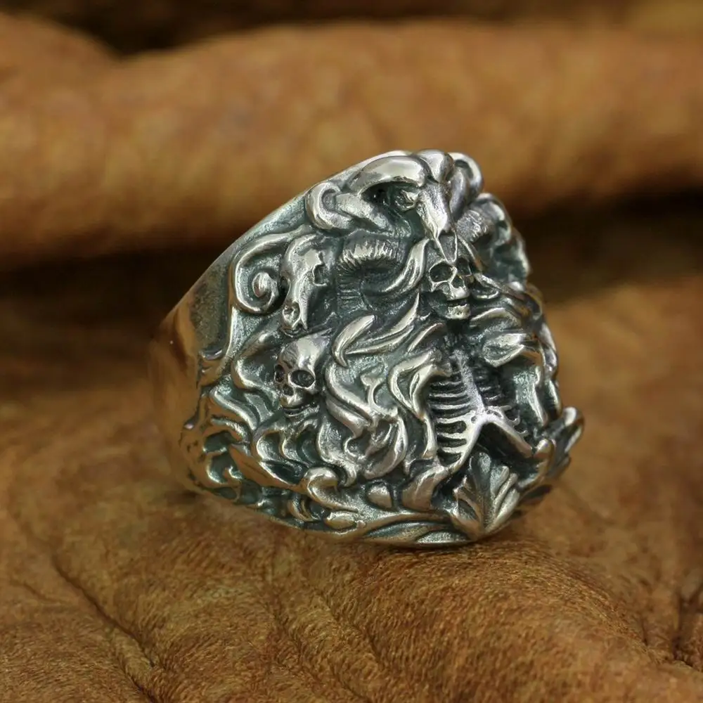 Dark Banshee Skull 925 Sterling Silver Ring Biker Punk Jewelry TA259 US Size 7 to 15 BZ