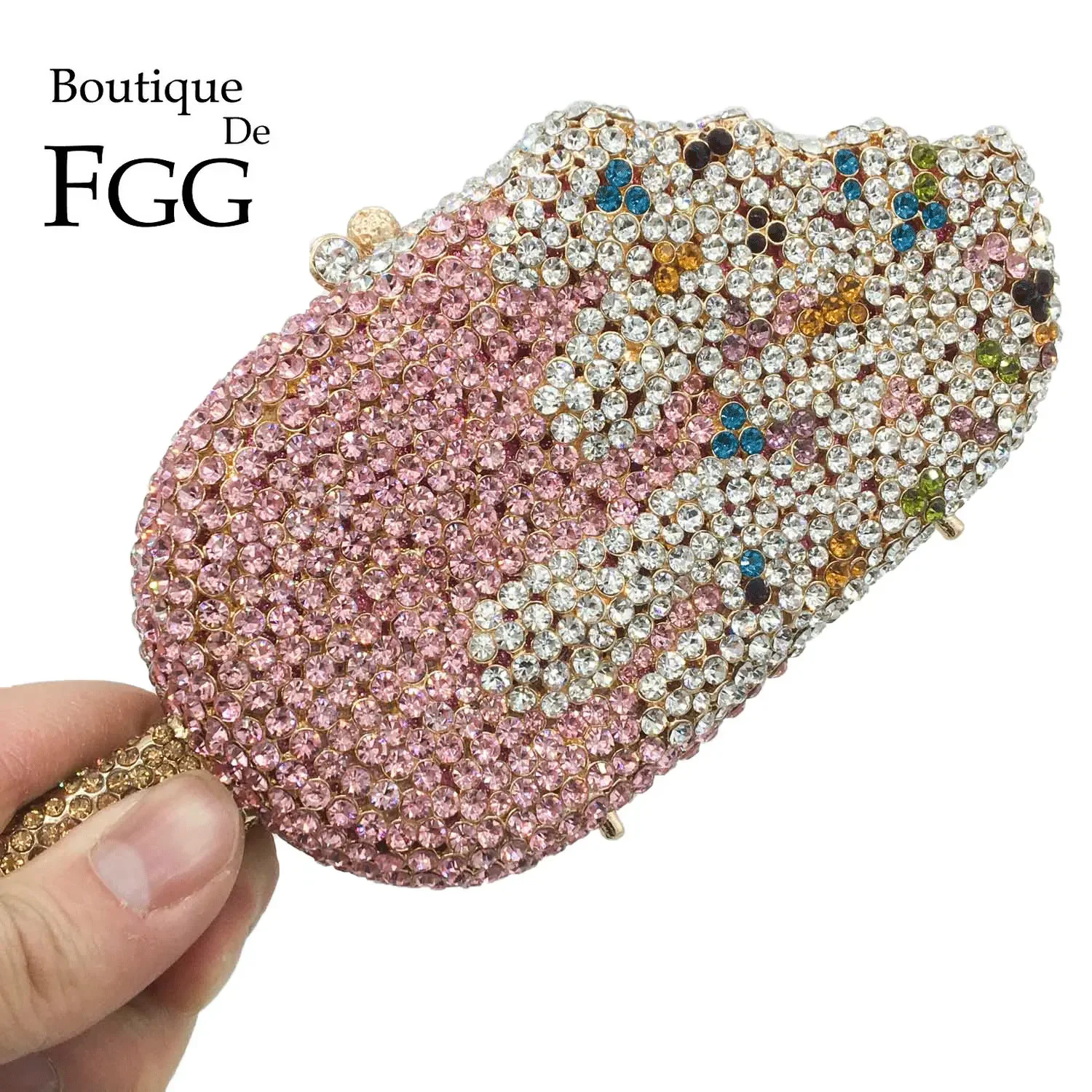 Boutique De FGG (in stock) Ice-Cream Handbags Women Popsicle Strawberry Flavor Evening Bags and Clutches Wedding Party Purses