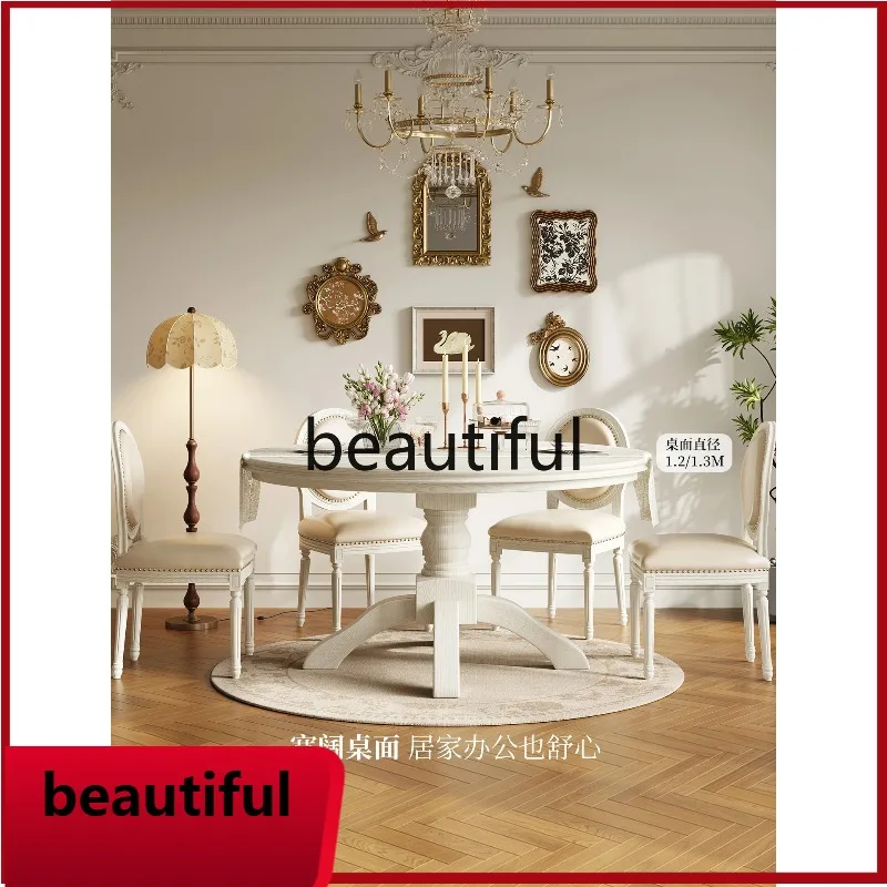 

X Combination family restaurant solid wood round dining table, ash wood dining table dining table