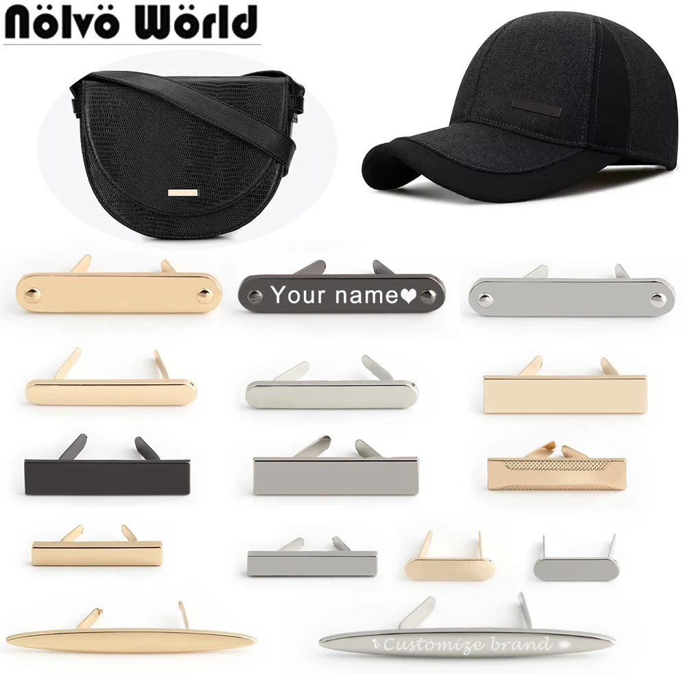50/100PCS Rectangle Customized Metal Plate With Logo Tags For Sewing Bag Clothes Puppet Doll Handbag Purse Personal Brand Label