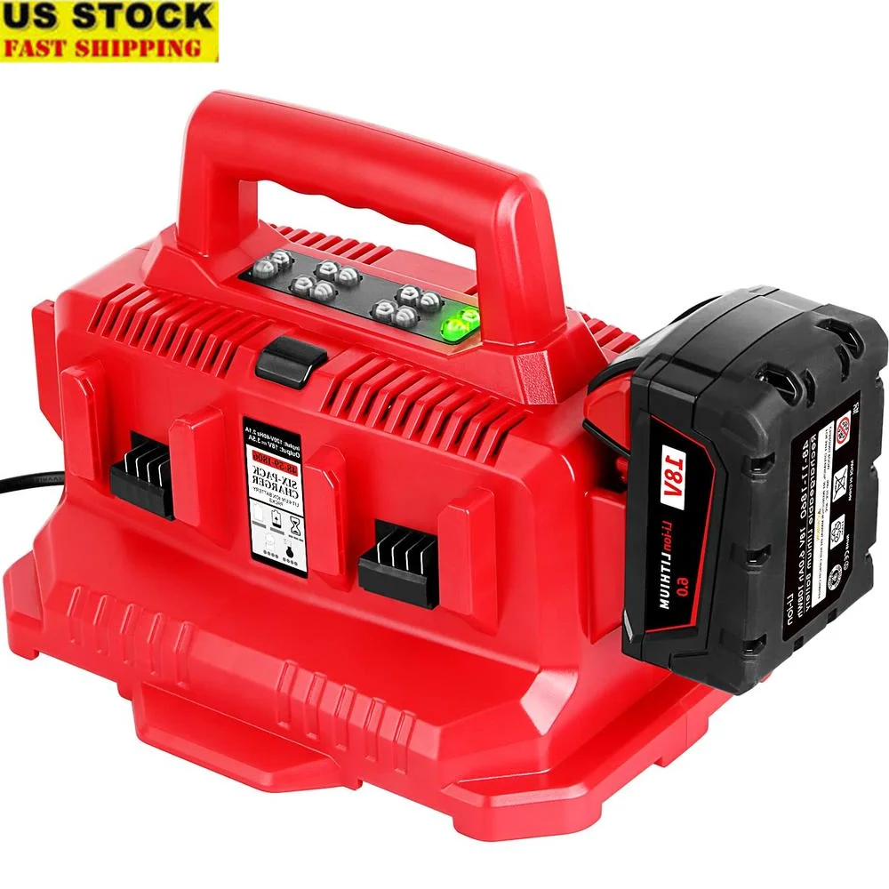 6-Port Milwaukee M18 Lithium-Ion Charger Intelligent Battery Charging Station with Wall Mount Hole