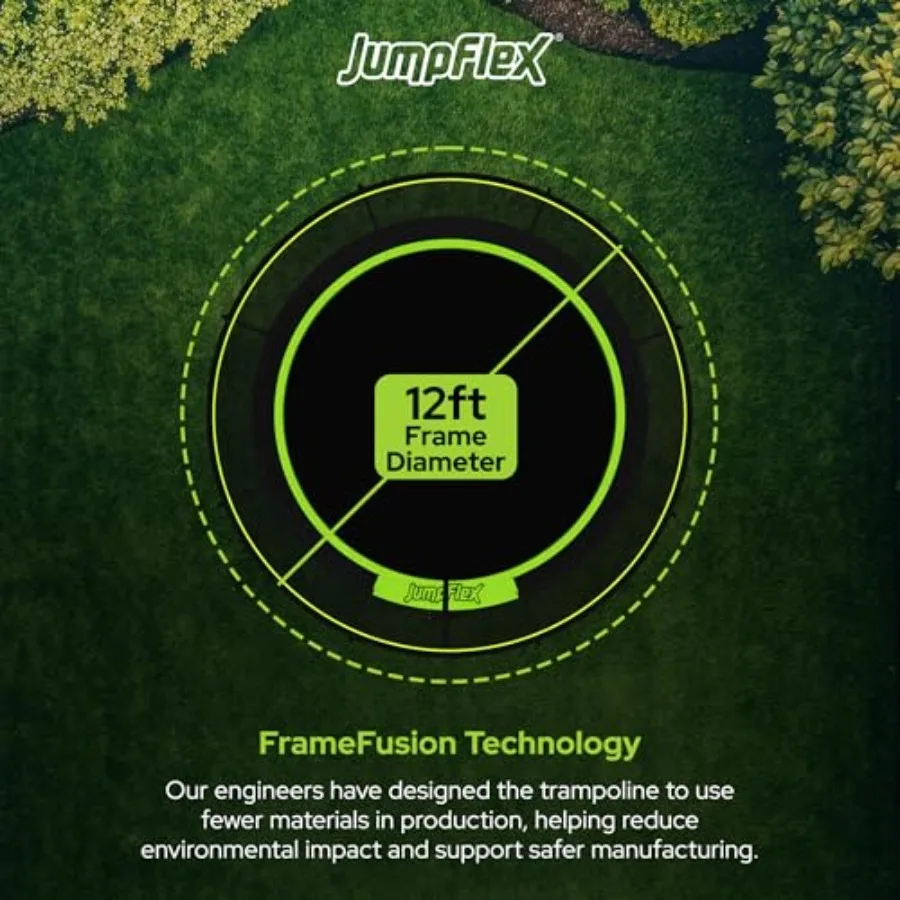 ترامبولين في الفناء الخلفي مستدير عالي التحمل بطول 12 قدمًا مع حاوية أمان شبكية وسلم مثالية للاستجمام العائلي آمنة و #5