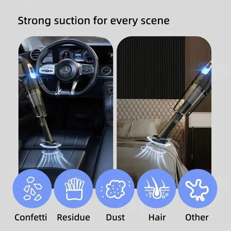 Wireless Handheld Vacuum Cleaner USB Charging Car Vacuum Cleaner Portable Wet&Dry Handheld strong Suction Cordless 12000pa