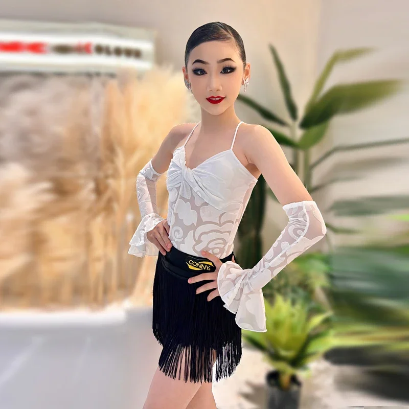 Elegant girl Latin Dance Training Costume Girl New Children's Performance Costume Competition Regulations Latin dance dress
