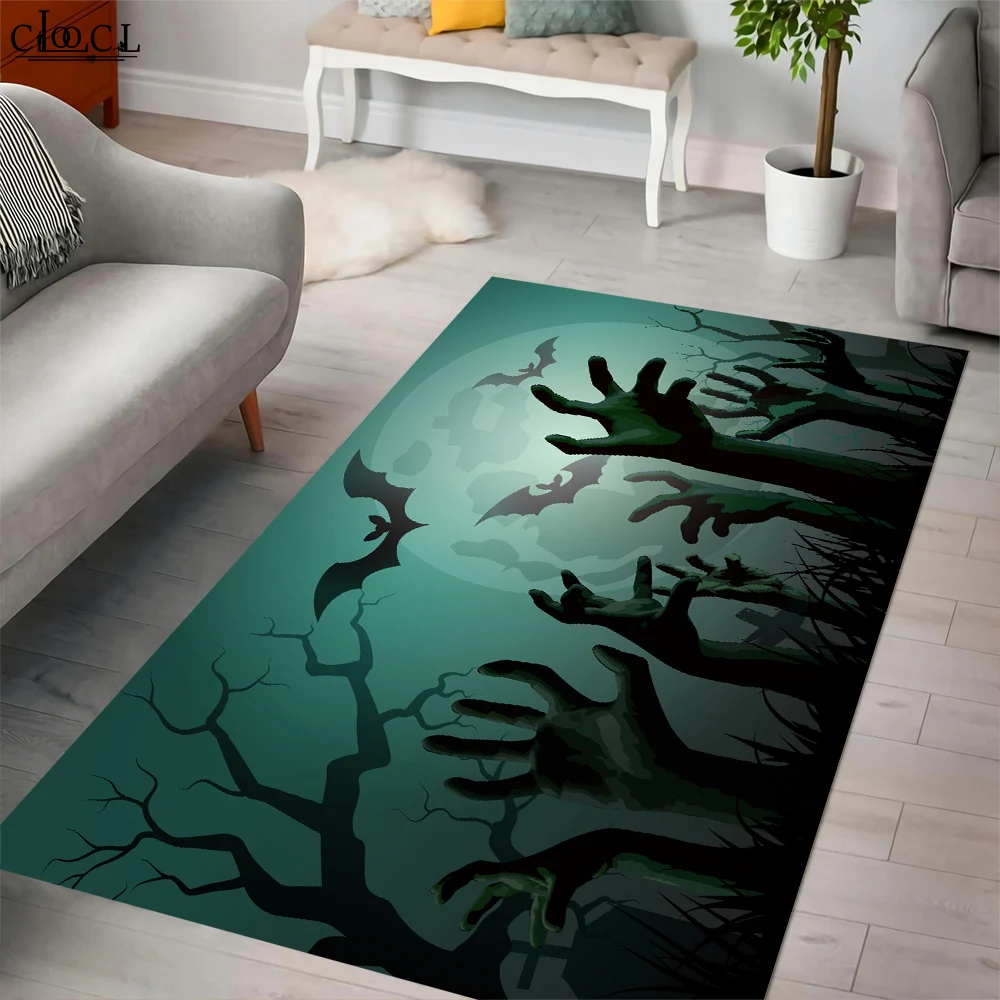 CLOOCL Carpet Scary Blood Handprint 3D Printing Mat Living Room Bedroom Rug Water Absorption Non-slip Halloween Party Supplies