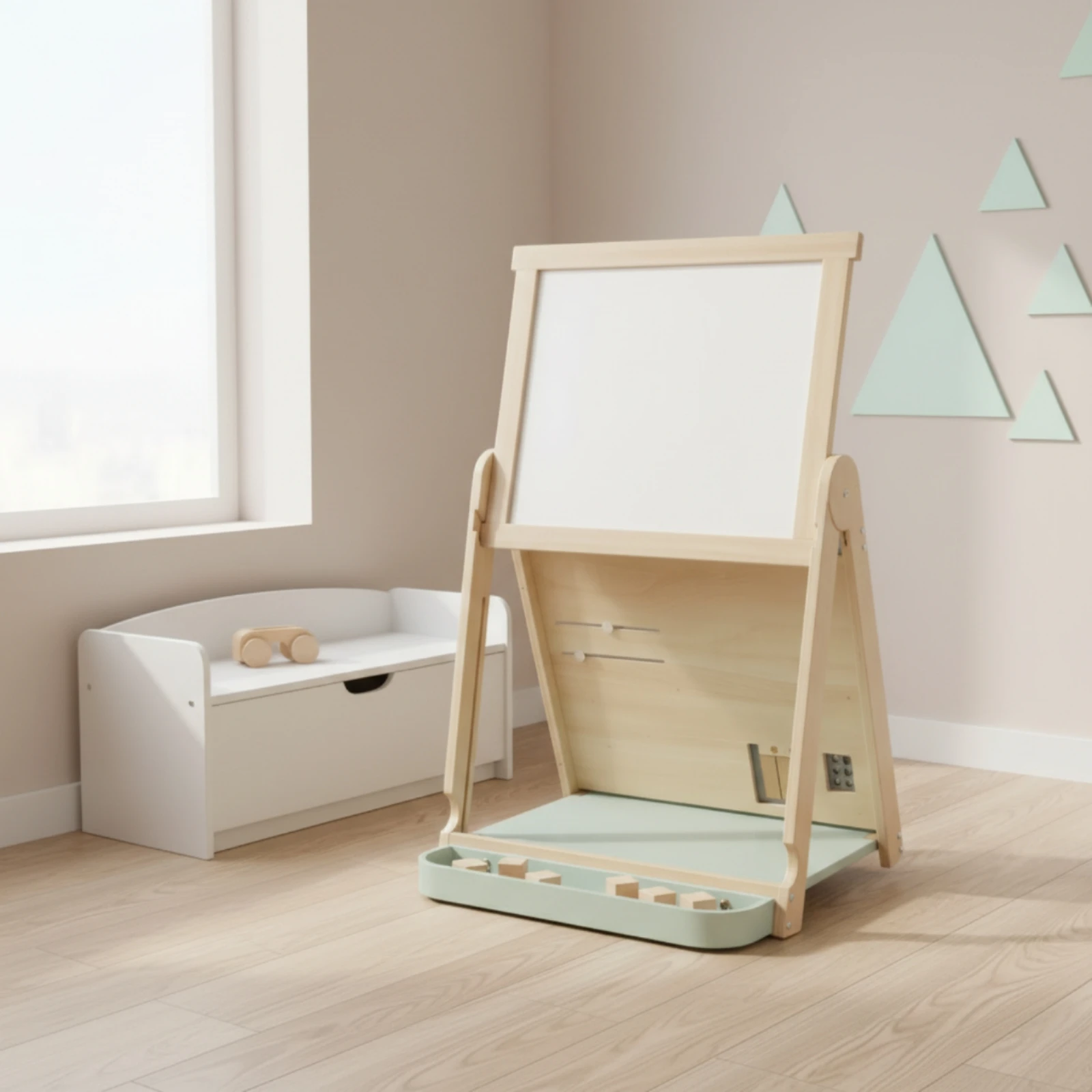 Easel with Busy Board Educational Double-Sided Easel Toy Sturdy Stable for Children, Playroom, Homeschooling