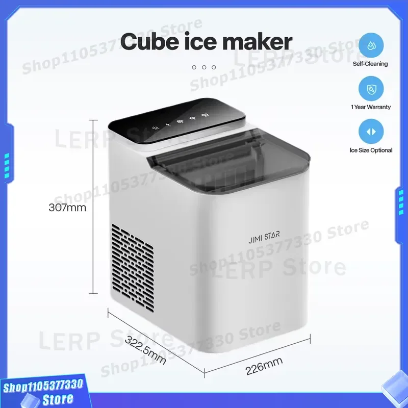 Electric Square Cube Block Hotel Ice Maker Transparent Vertical Design for Use-Durable Plastic Housing