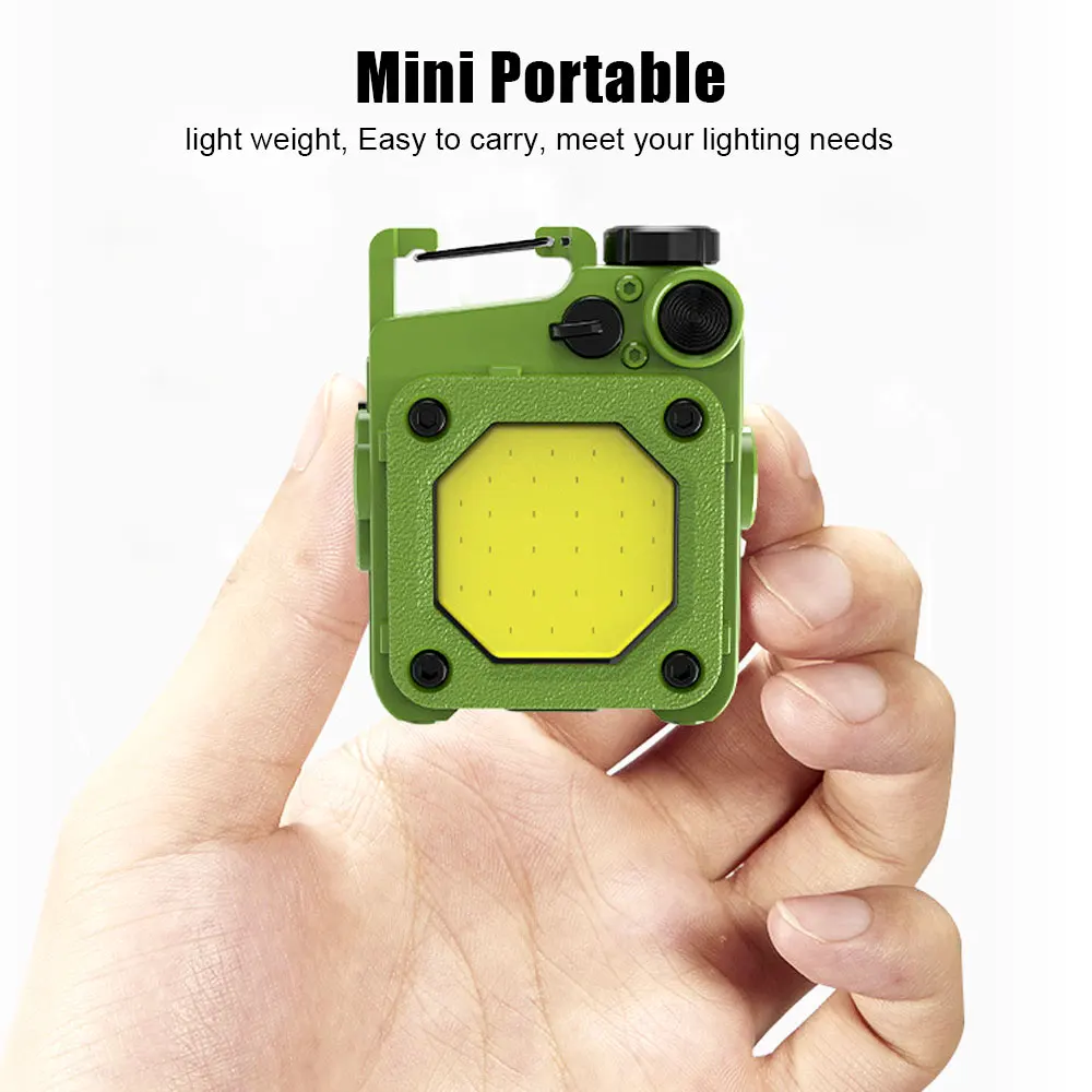 Mini COB Keychain Work Light with Side Lamp USB Rechargeable Flashlight Outdoor Portable Camping Climbing Small Light