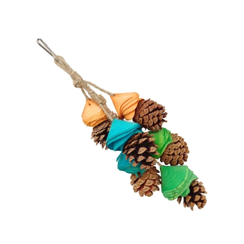 SZWA Bird Toy Parrot Chewing Toy Birdcage Tearing Toy Small Bird Cage Pinecone Hanging Toy for Conures Cockatiels