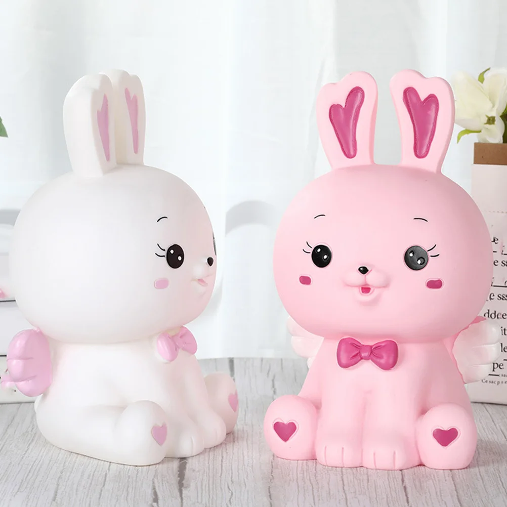 Tirelire en forme de lapin, Adorable tirelire pour enfants, Pot d'épargne de bureau, porte-monnaie créatif, conteneur de pièces de monnaie de dessin animé