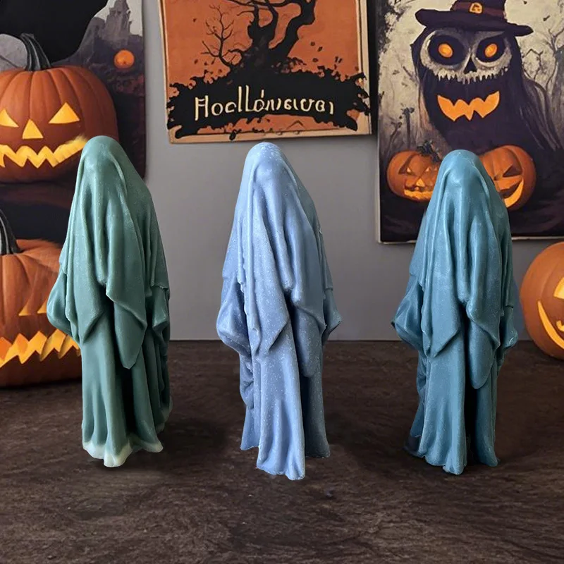 DIY Halloween Ghost Silicone Candle Mold Masked Man Scented Gypsum Resin Decoration Mould Soap Candle Making Supplies