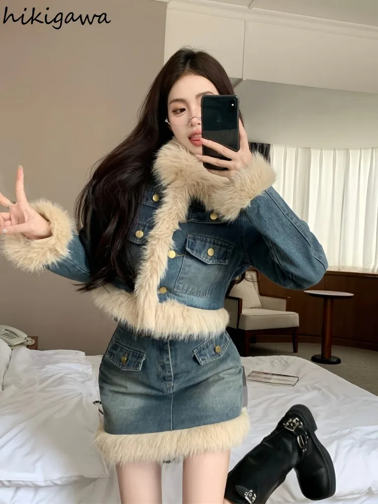 Streetwear Denim Jackets for Women 2023 Ropa Mujer Crop Tops Thicked Fashion Casual Coat Vintage Harajuku Outwear Winter Clothes