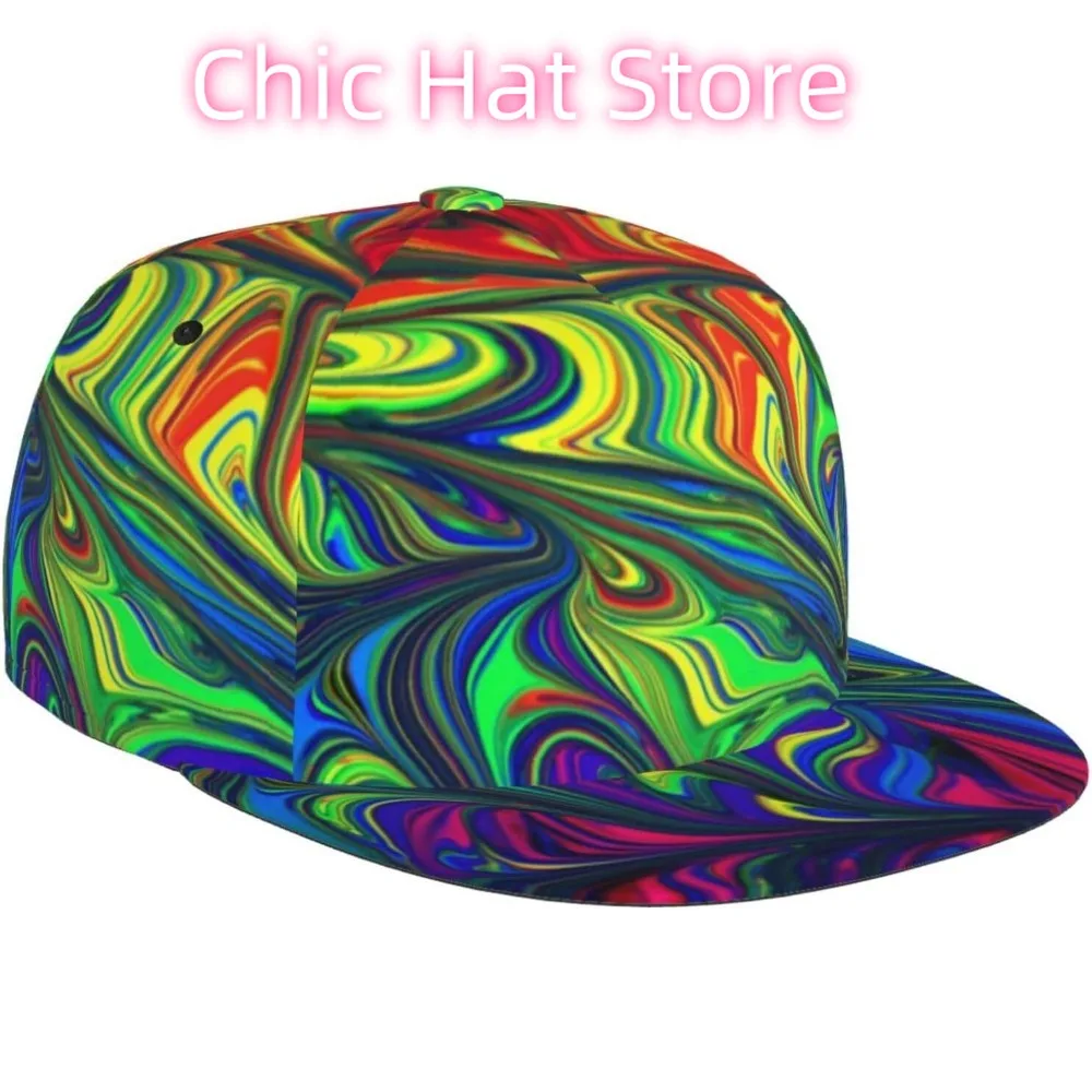 Adjustable Flat Bill Visor Snapback Hat for Men Women,Hip Hop Baseball Cap-Pride Rainbow