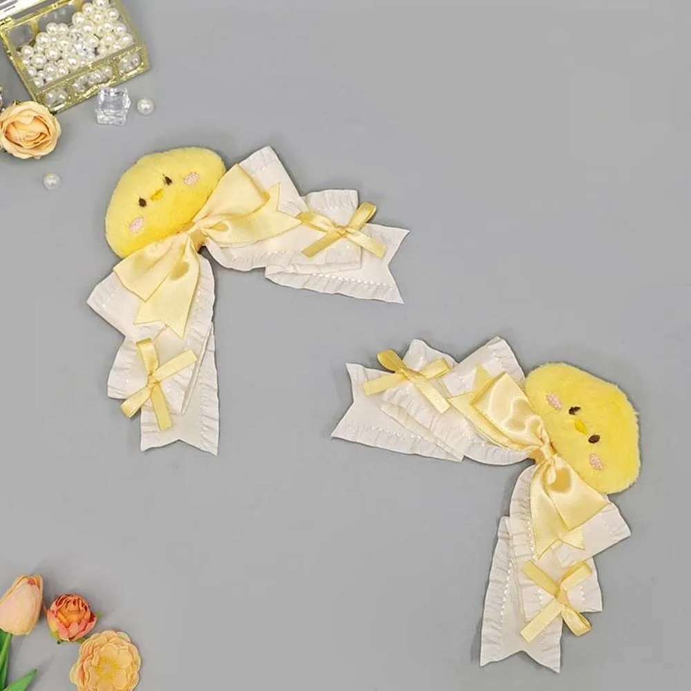 

1 Pair Y2K Lolita Hair Clips Gothic Style Plush Satin Bow Hairpins Cartoon Animal Headpiece Lolita Girls Barrettes Headwear