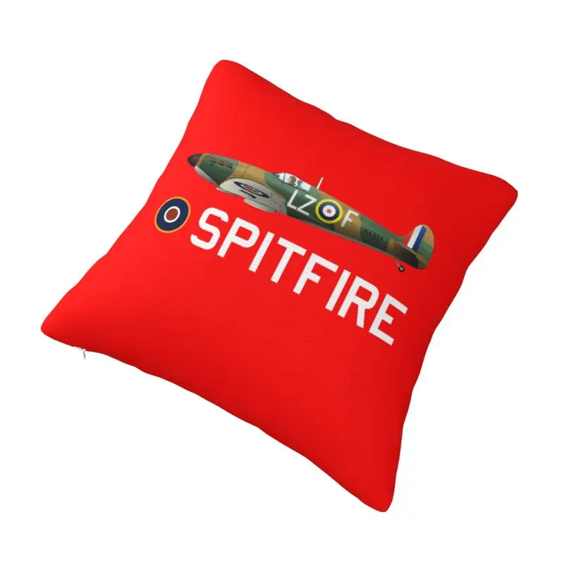 Custom Supermarine RAF Spitfires Throw Pillow Case WW2 War Fighter Aircraft Plane Airplane British Nordic Cushion Cover Square