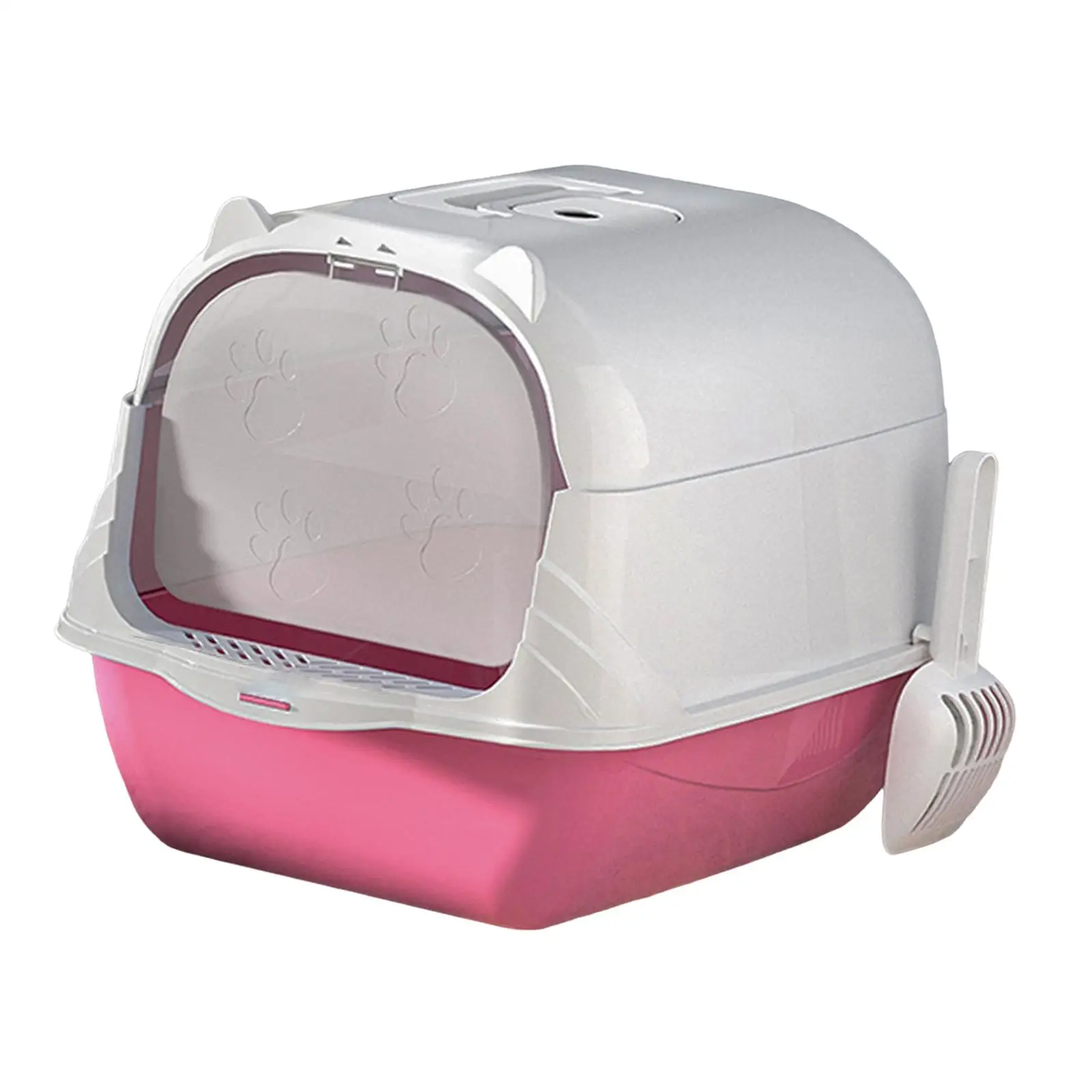 Hooded Cat Litter Box Fully Enclosed Cat Toilet with Handle Litter Pan Durable