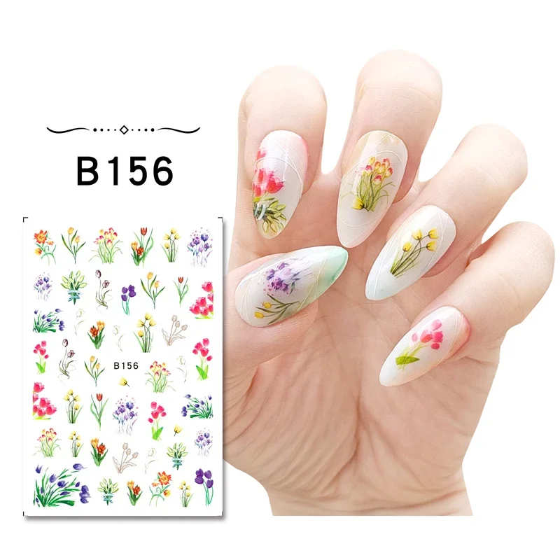 3D nagelstickers bladeren tulp voor nagels bloemen gradiënt zelfklevende sticker achterlijm nagelontwerp kunstdecoraties