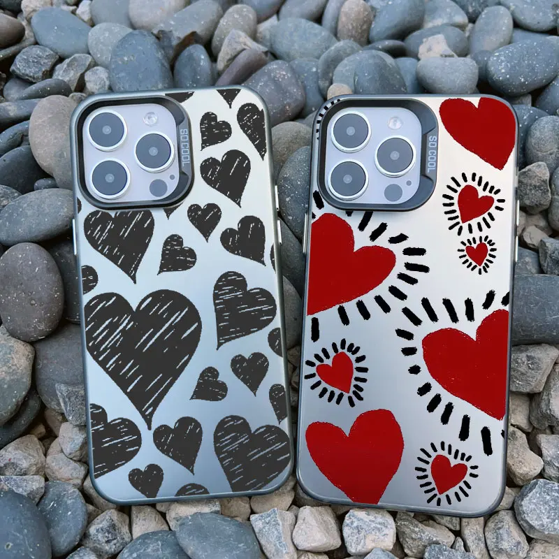 Cute Love Heart IMD Protective Phone Cases for Iphone 15 11 12 13 Pro Max 13 Mini 16 14 Pro Max Plus Shockproof Laser Cover