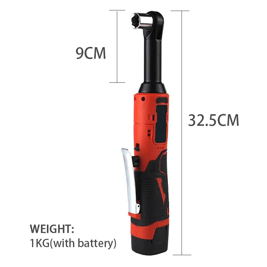 Extended 18V Electric Ratchet Cordless 90 Degree Right Angle Large Torque Lithium-Ion Auto Repair Special Auto Repair Tool Set