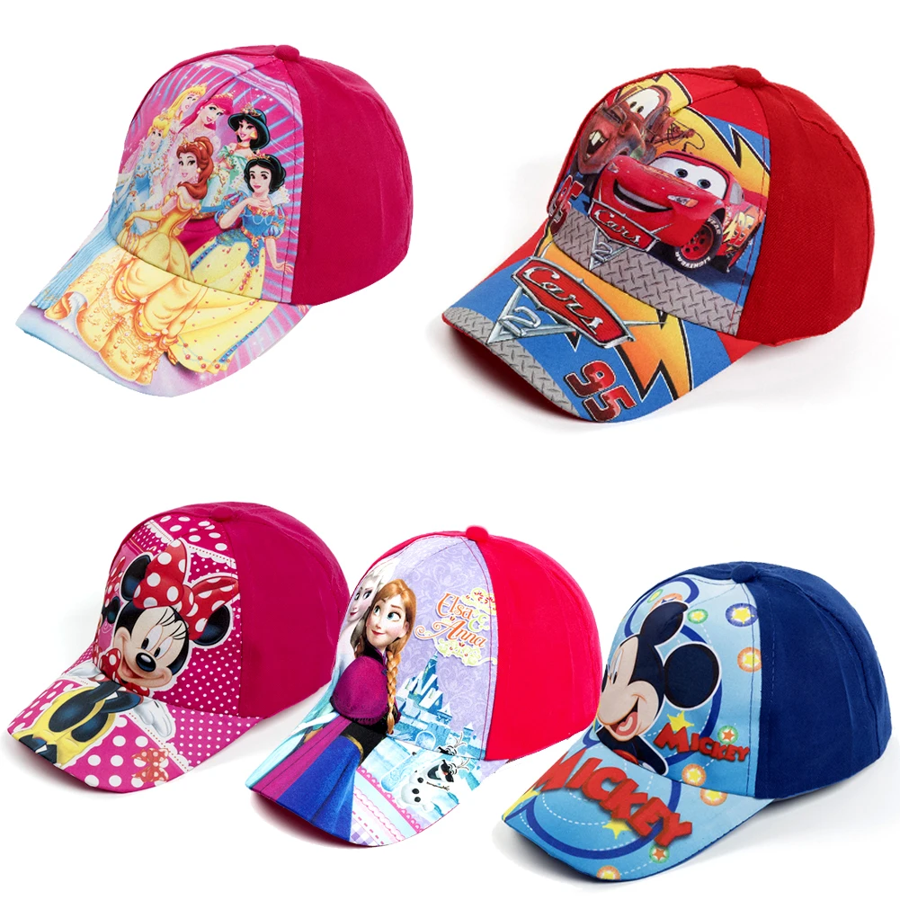 หมวกเด็กใหม่การ์ตูนเบสบอลหมวก Anna Elsa Mickey Minnie Visor หมวกเด็กหมวกฝ้ายปรับรถยนต์ Visor หมวกหมวกสาว