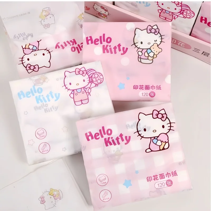 Nuovo disponibile Hello Kitty tessuto per il viso cartone animato stampato piccola borsa di carta velina per un facile trasporto acqua assorbire ammorbidire la pelle