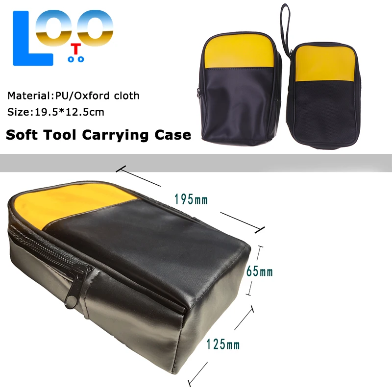 حقيبة حمل أدوات ناعمة لأجهزة القياس الرقمية المتعددة 117/116/115/114/113 62 ماكس والمزيد، مع سحاب ناعم، حمل أسود ناعم