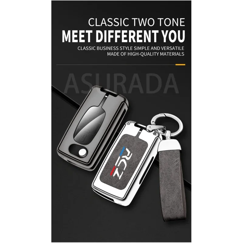 Car TPU Zinc Alloy Key Case Bag For Peugeot RCZ GT Line Coupe Car Key Chain Car Metal Key Shell Interior Decoration Accessories