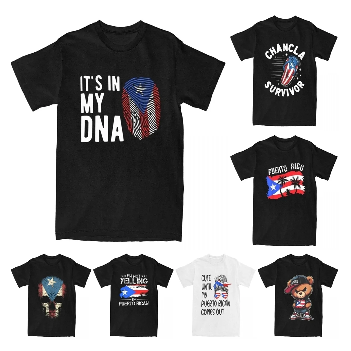 Men's T-Shirts It's In My DNA Puerto Rico Flag Puerto Rican Gift Vintage Cotton Tees Cute Boricua T Shirt Clothing Birthday Gift