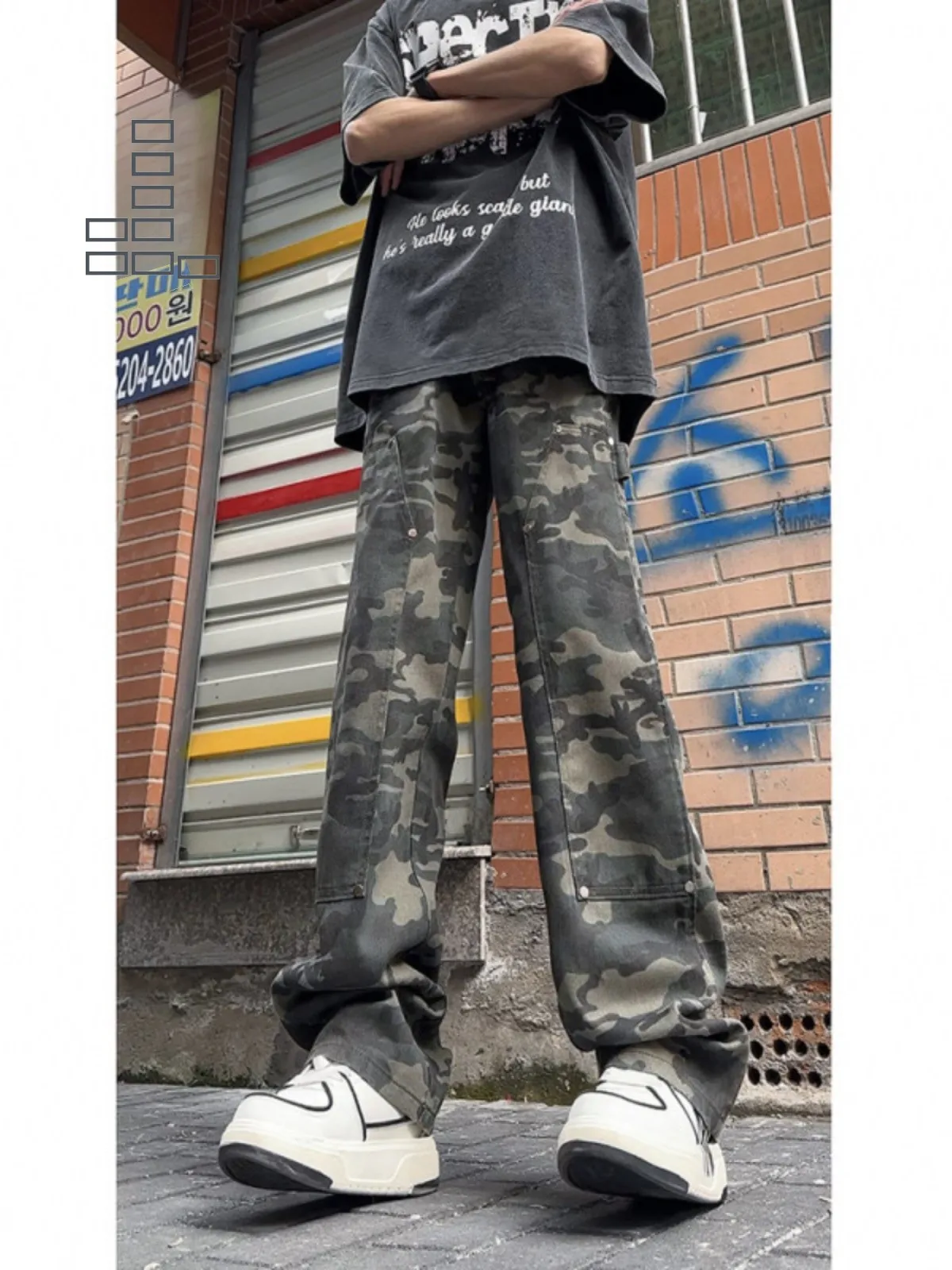 

Американские камуфляжные рабочие брюки для мужчин, свободные, прямого кроя, в стиле High Street, модные брюки Haome