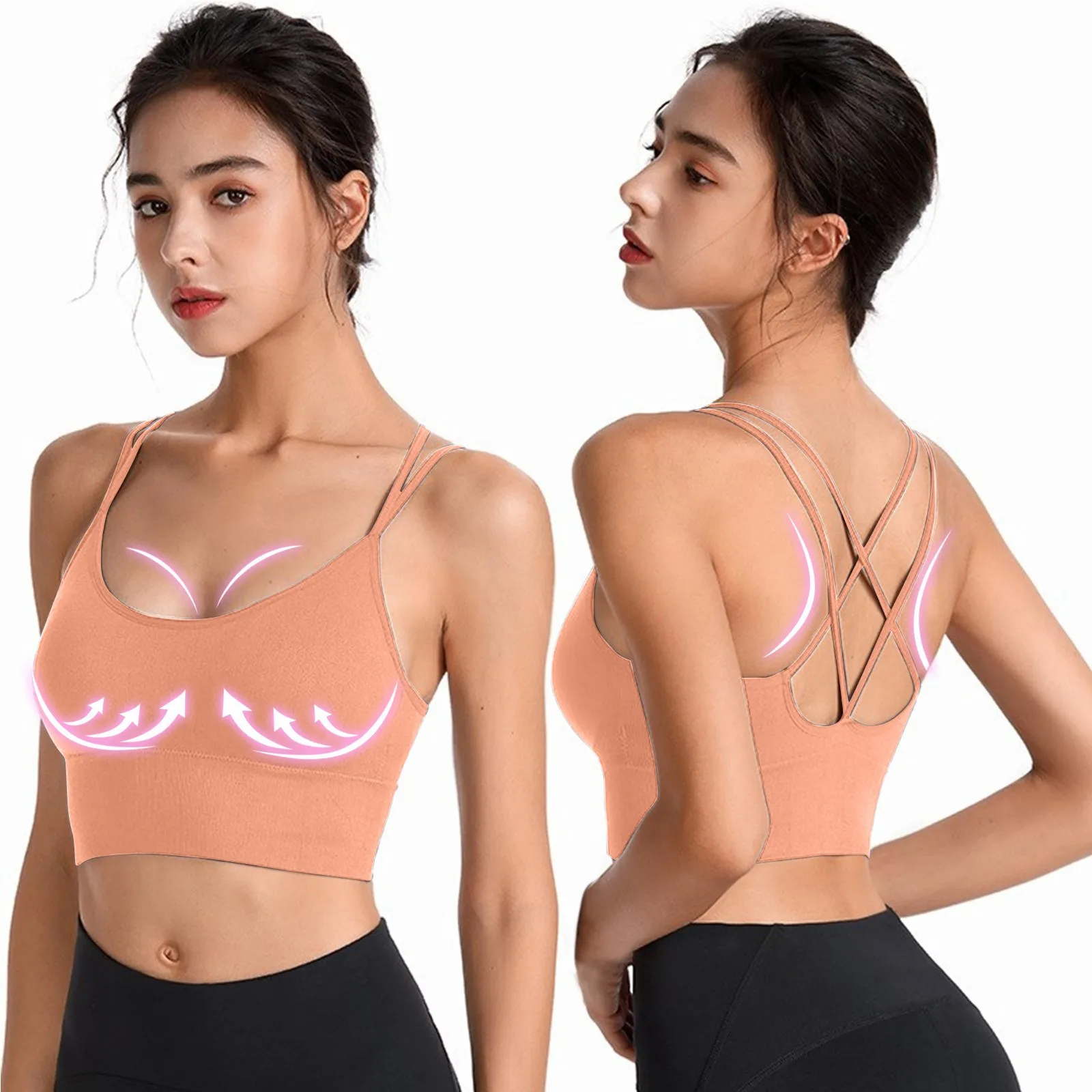 

Backless Woman Lingerie Sports Bra Seamless Women's Underwear Adjustable Shoulder Strap Inner Padded Yoga Vest Bralette