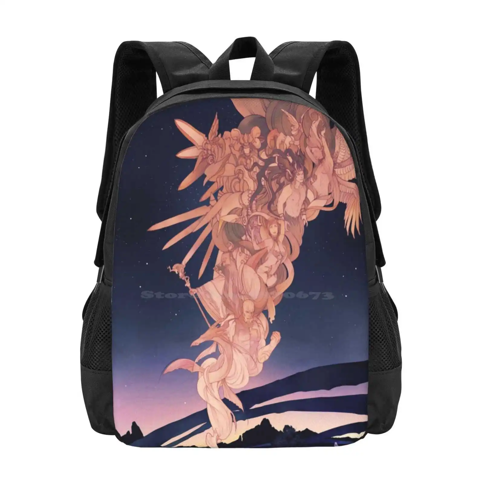 Wanderlust Bag Backpack For Men Women Girls Teenage Wander Gods Road Trip Night Sky Stars Angels