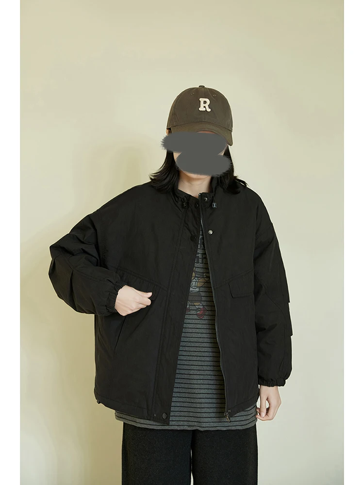 

Thiened Cotton Jaet Stand Collar Bomber Coat Warmth ket Design Japanese Sle Sweet Sle Women's Faion Spring Outer...