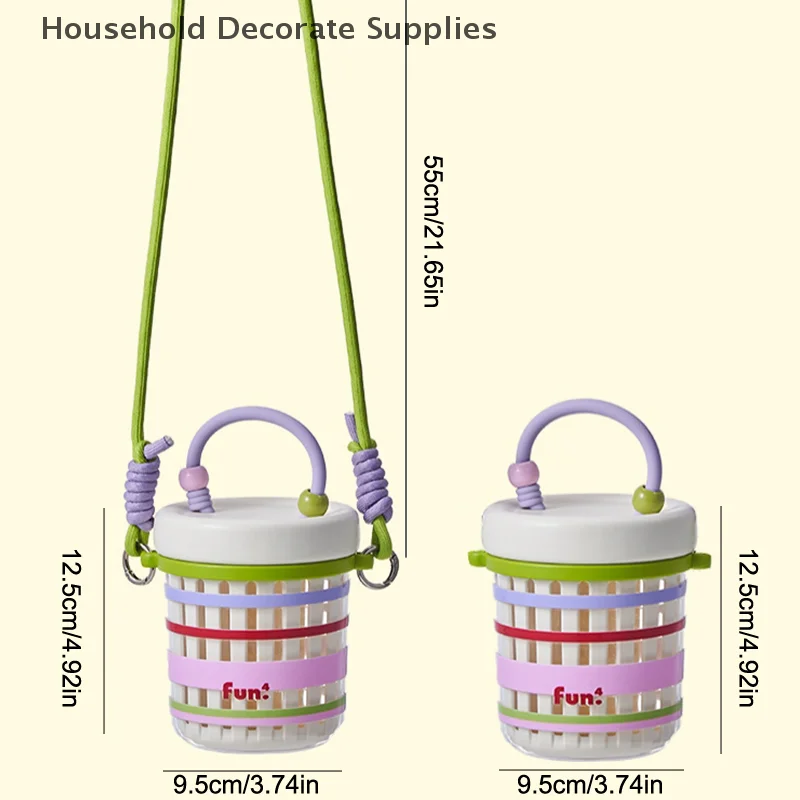 Double Layer Salad Cup Breakfast Cup With Fork Lanyard Multifunctional Drainage Fruit Box Portable Leakproof Food Container