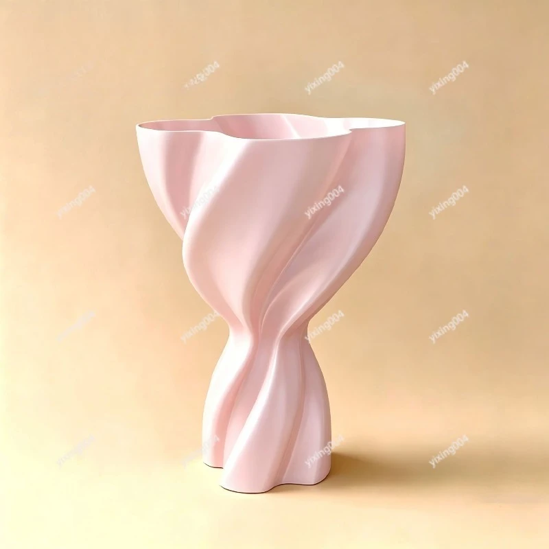 Cream Style Vase Bouquet Holder 3D Printed Art Decor for Living Room Entryway Flower Arrangement