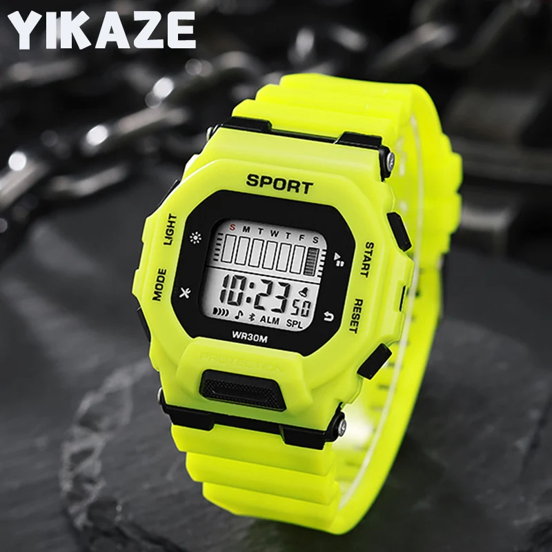 YIKAZE Men's Sports Watch Waterproof LED Digital Watches Student Outdoor Adventure Trend Multifunctional Electronic Watch Gift