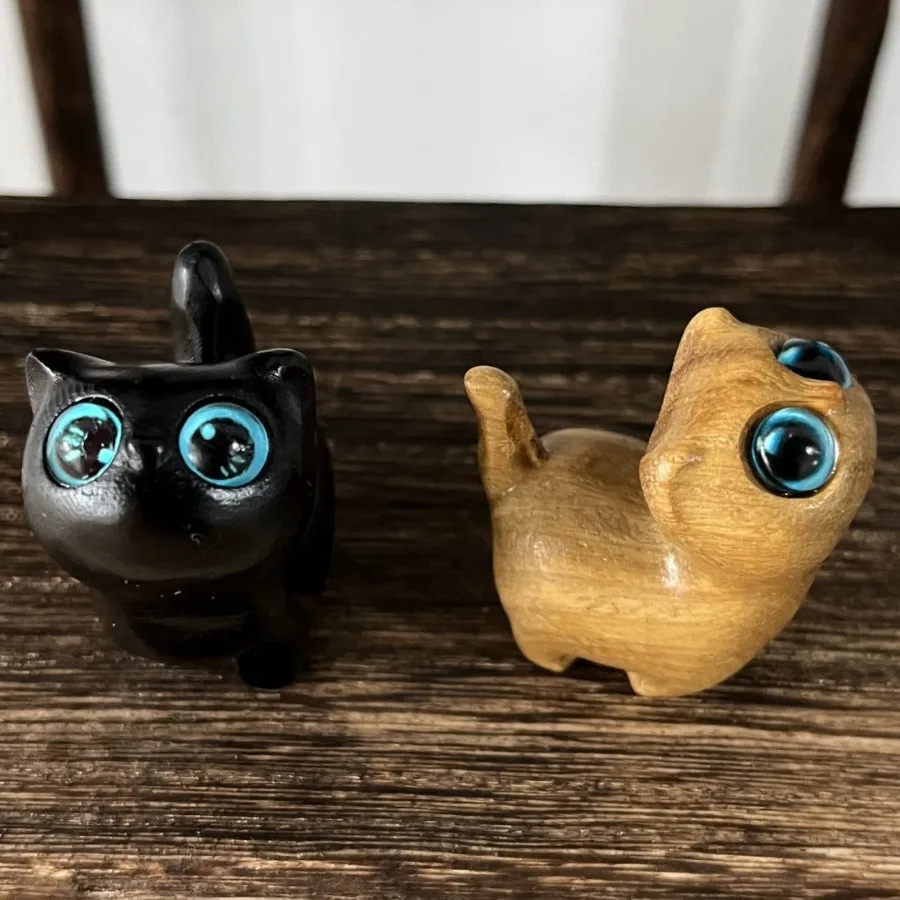 1Pc Handmade Wooden Cat Statue - Multifunctional Indoor/Outdoor Decoration, No Power Supply, Unique Halloween Gift, Suitable for Halloween