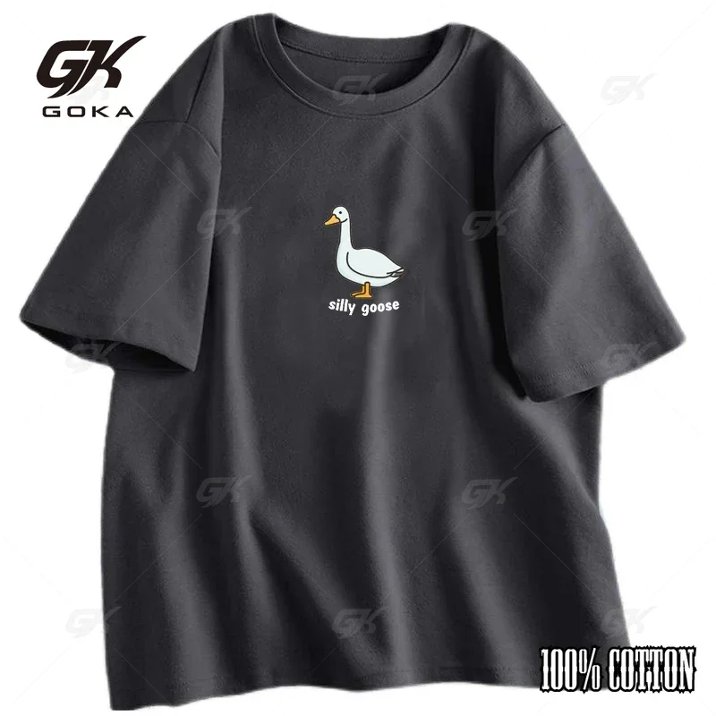 Silly Goose T-Shirt Men Trendy Unisex T Shirt Summer Cotton Short Sleeve Fuuny Goose Tshirts Tops Unisex Aesthetic Clothing