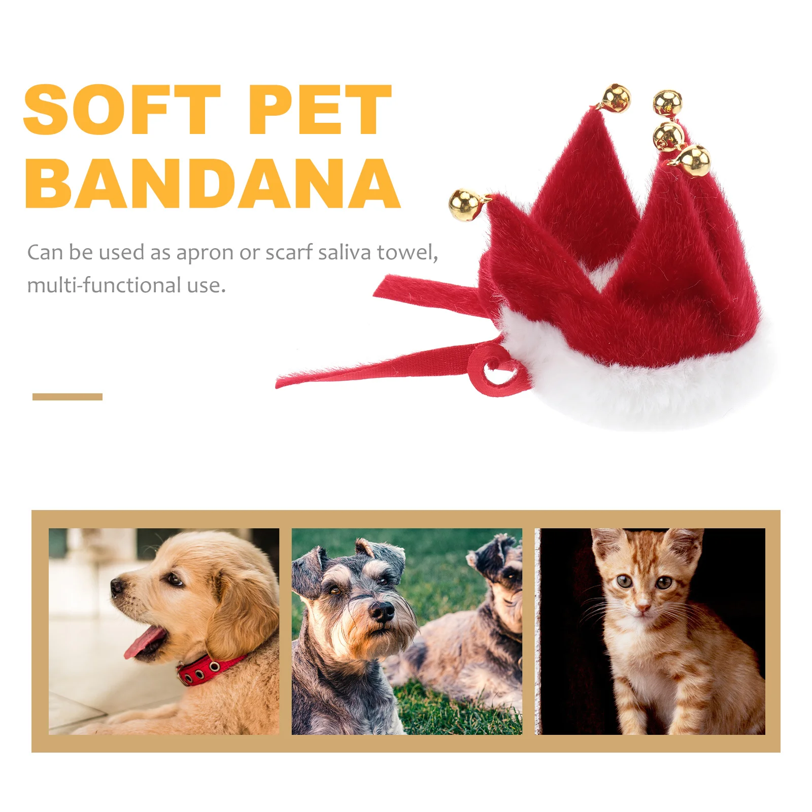 

Christmas Jingling Bell Pet Scarf Red White Triangle Neckwear Cat Puppy Holiday Photo Prop Accessories Pet Scarf