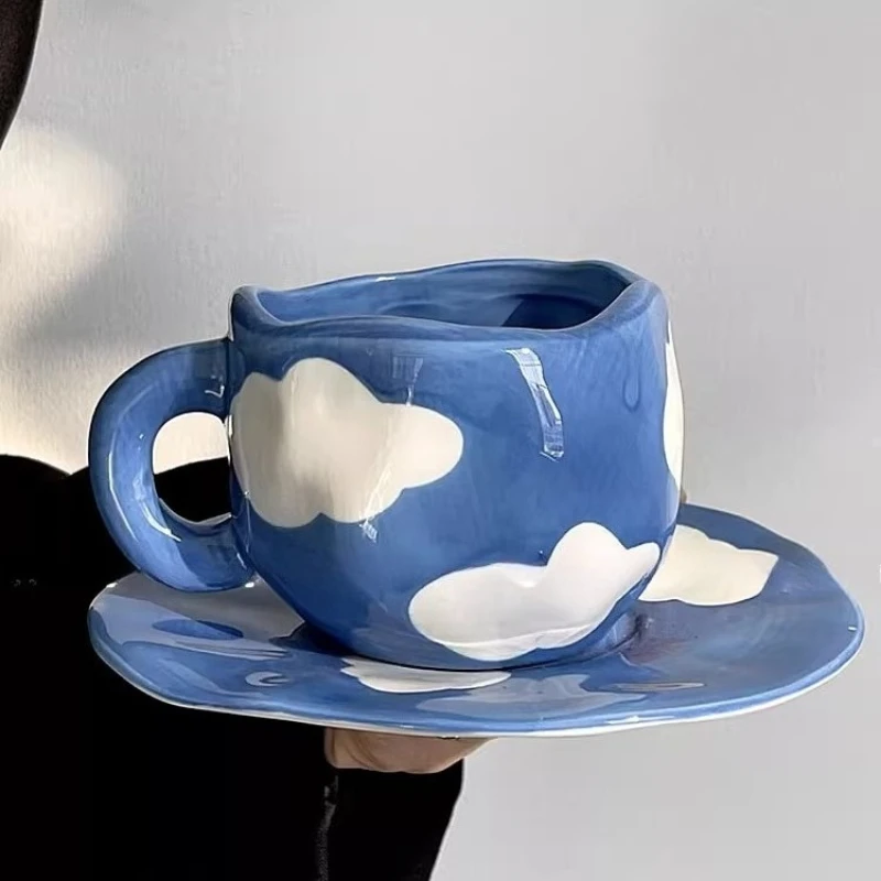

ZCoffee Cup Set Porcelain Coffee Tea Pair Ceramic Mug Saucer Luxury Tableware European Turkish Japanese Copo Creative CupsZ