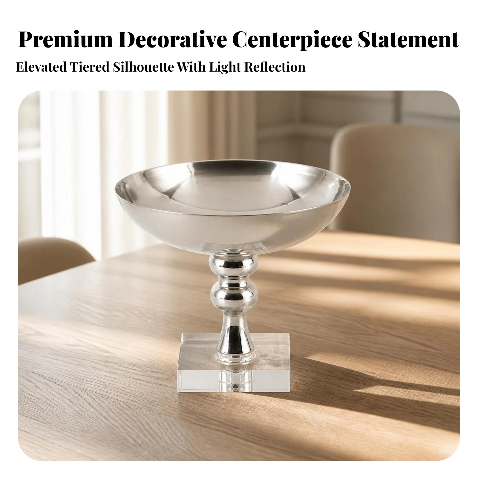 Pedestal Fruit Bowl with Crystal Base Balanced Decorative Fruit Bowl Sturdy Contemporary for Hosts, Dining Table, Buffet