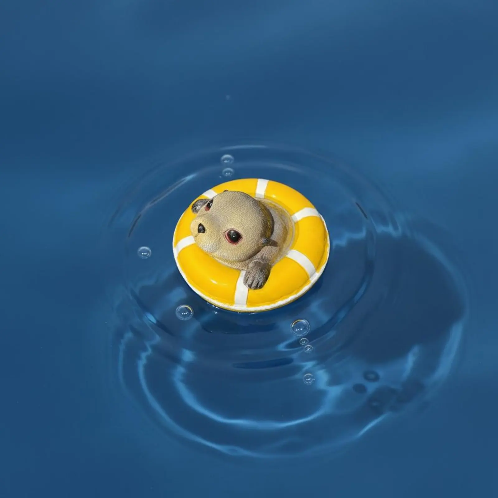 2 Pieces Floating Otter Sculpture with Life Preserver Easy to Clean Flotation Life Preserver Creature Statue Pond Ornament view 2