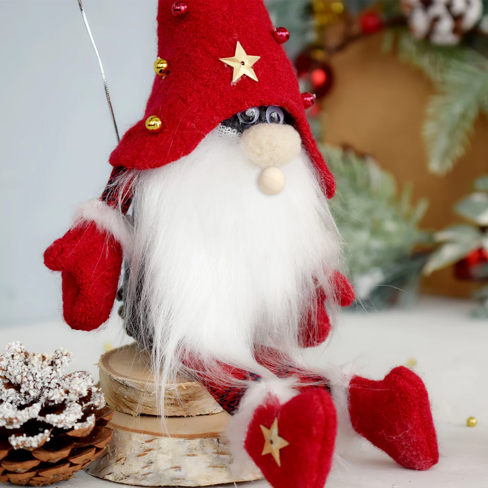 

1Set Pre-Cut Beards with Wooden Balls for Holiday Crafts Cozy Festive Supplies Smooth Safe Edges for All Ages Fake Beards