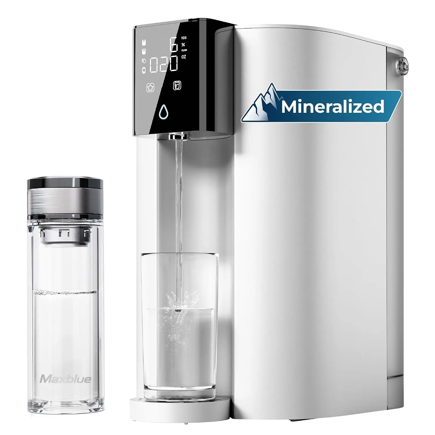 Waterdrop C1SL Mineral Reverse Osmosis System Countertop, Room-Temp Water 7-Stage Filtration, Mineralized, 3:1 Pure to Drain, Countertop Reverse Osmosis Water Filter