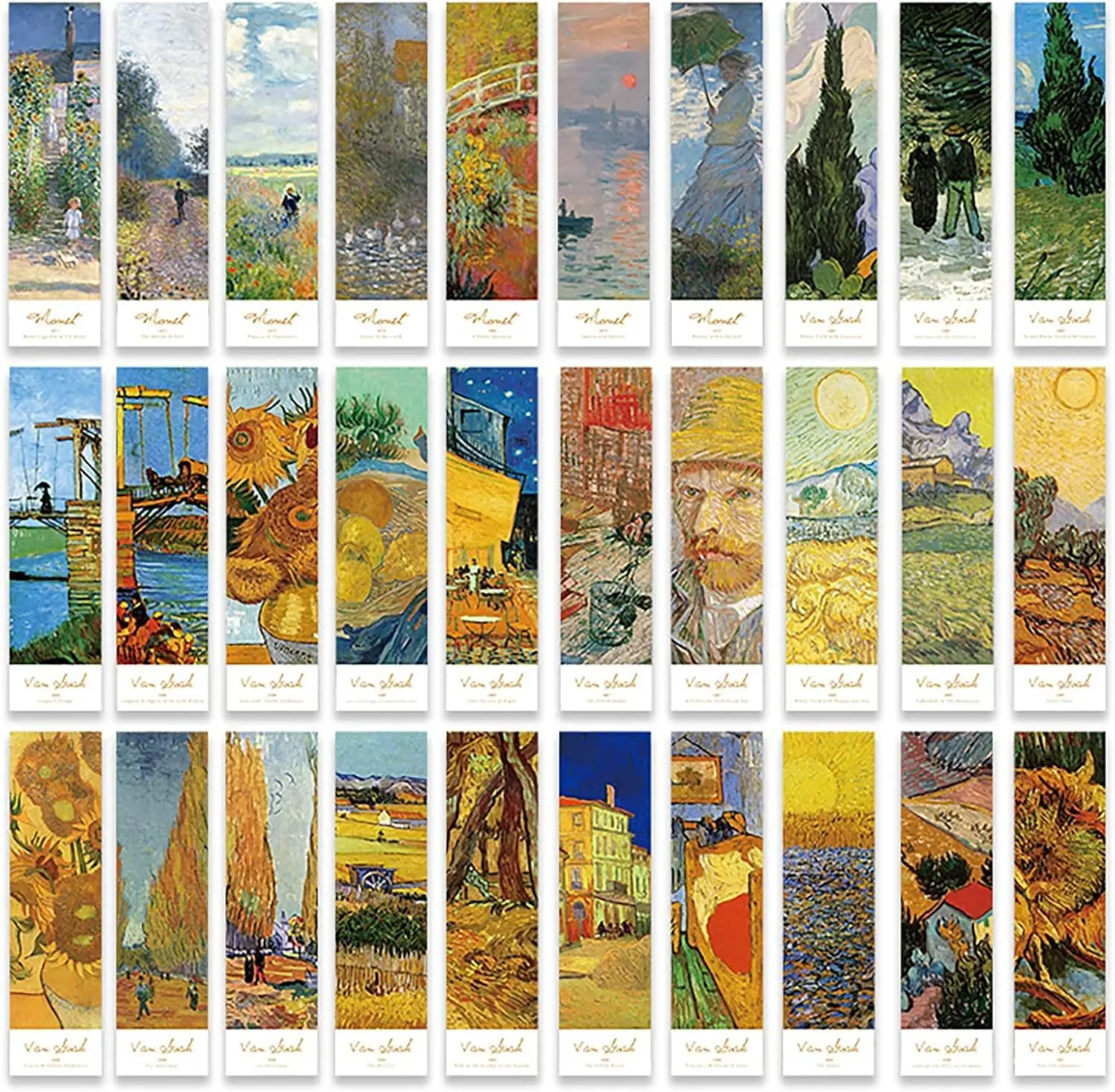 

30PCS Van Gogh Art Paper Bookmarks for Book Lovers, Boxed Famous Print Bookmarks Set with Memo Space