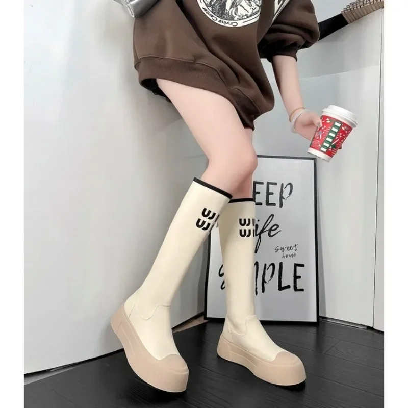 Sexy Over The Knee Boots Women Platform Chelsea High Boot Winter Autumn Shoes Designer Brand Flat Heel Stretch Soft Leather Boot