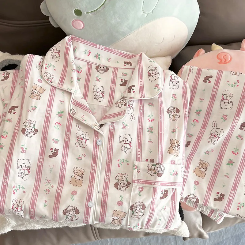 

Heloo Kitty комплект одежды для сна, женские пижамы, осень-весна Pochacco, топы с длинными рукавами, брюки, ночная рубашка, удобный комплект ночной рубашки