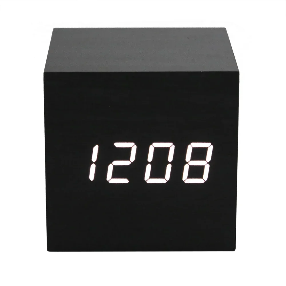 2019 Original Wooden LED Alarm Clock Despertador Temperature Sounds Control LED Display Electronic Desktop Digital Table Clocks